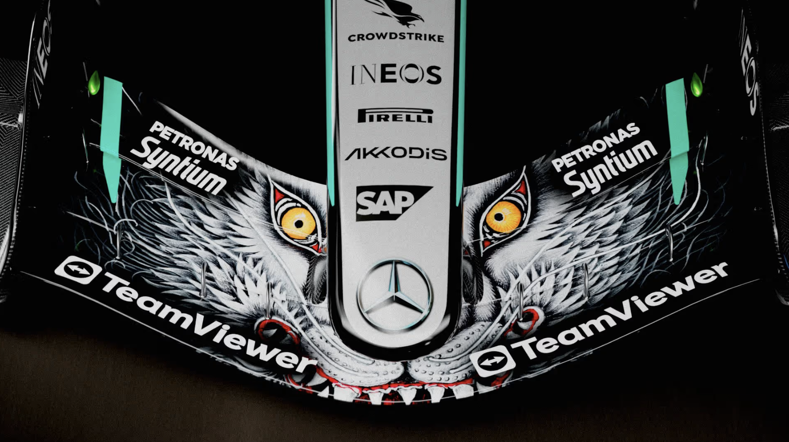 Mercedes, Y-3 unveil wolf motif on W17 front wing at Suzuka